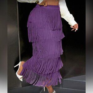 Elegant Purple Fringe Skirt